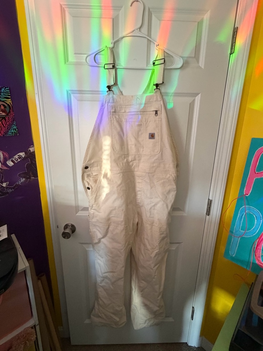 Carhartt Women's Cream Canvas Bib Overalls